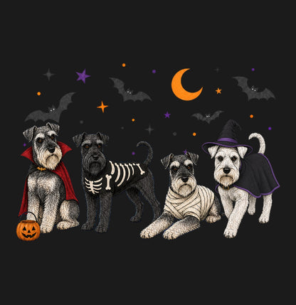 Miniature Schnauzer Halloween Lineup - Adult Unisex T-Shirt