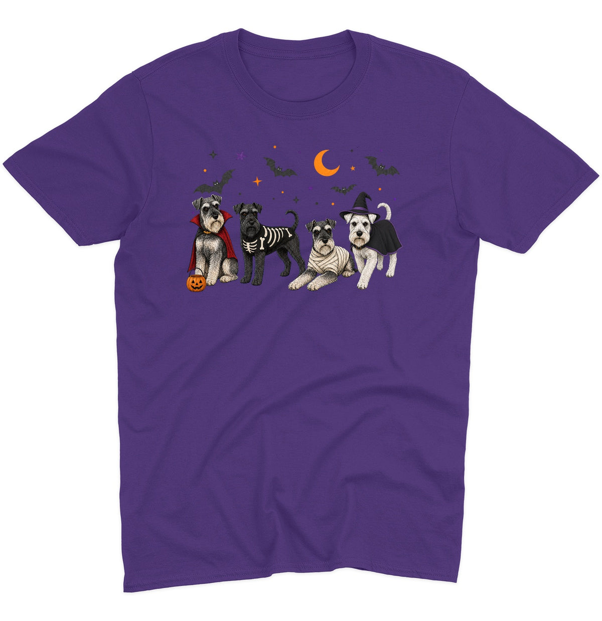 Miniature Schnauzer Halloween Lineup - Adult Unisex T-Shirt
