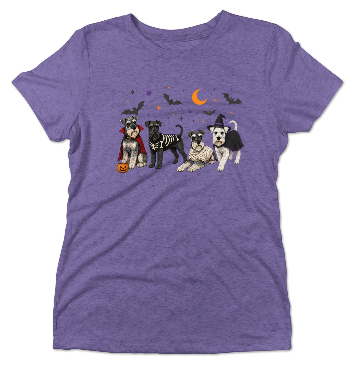 Miniature Schnauzer Halloween Lineup - Women's Tri-Blend T-Shirt