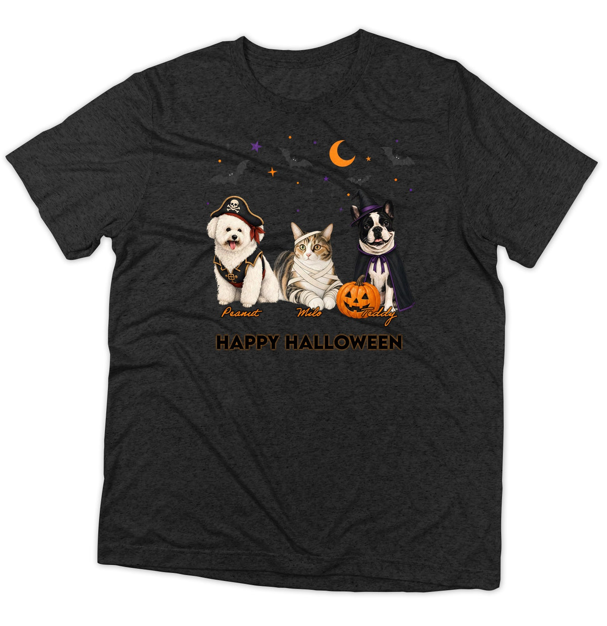 My Pets Halloween Lineup - Adult Tri-Blend T-Shirt
