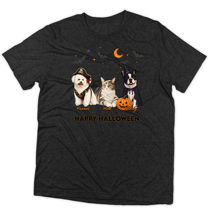 My Pets Halloween Lineup - Adult Tri-Blend T-Shirt