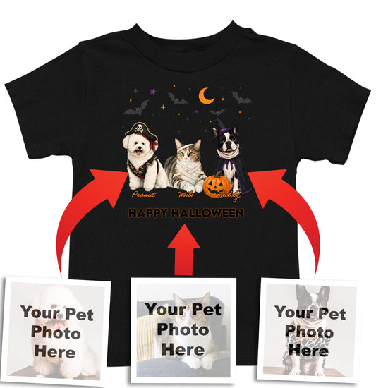 My Pets Halloween Lineup - Personalized Custom Kids Unisex T-Shirt