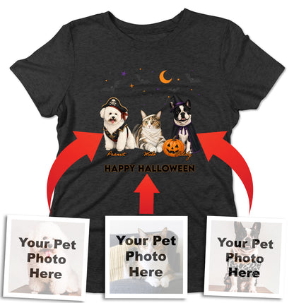 My Pets Halloween Lineup - Personalized Custom Women's Tri-Blend T-Shirt