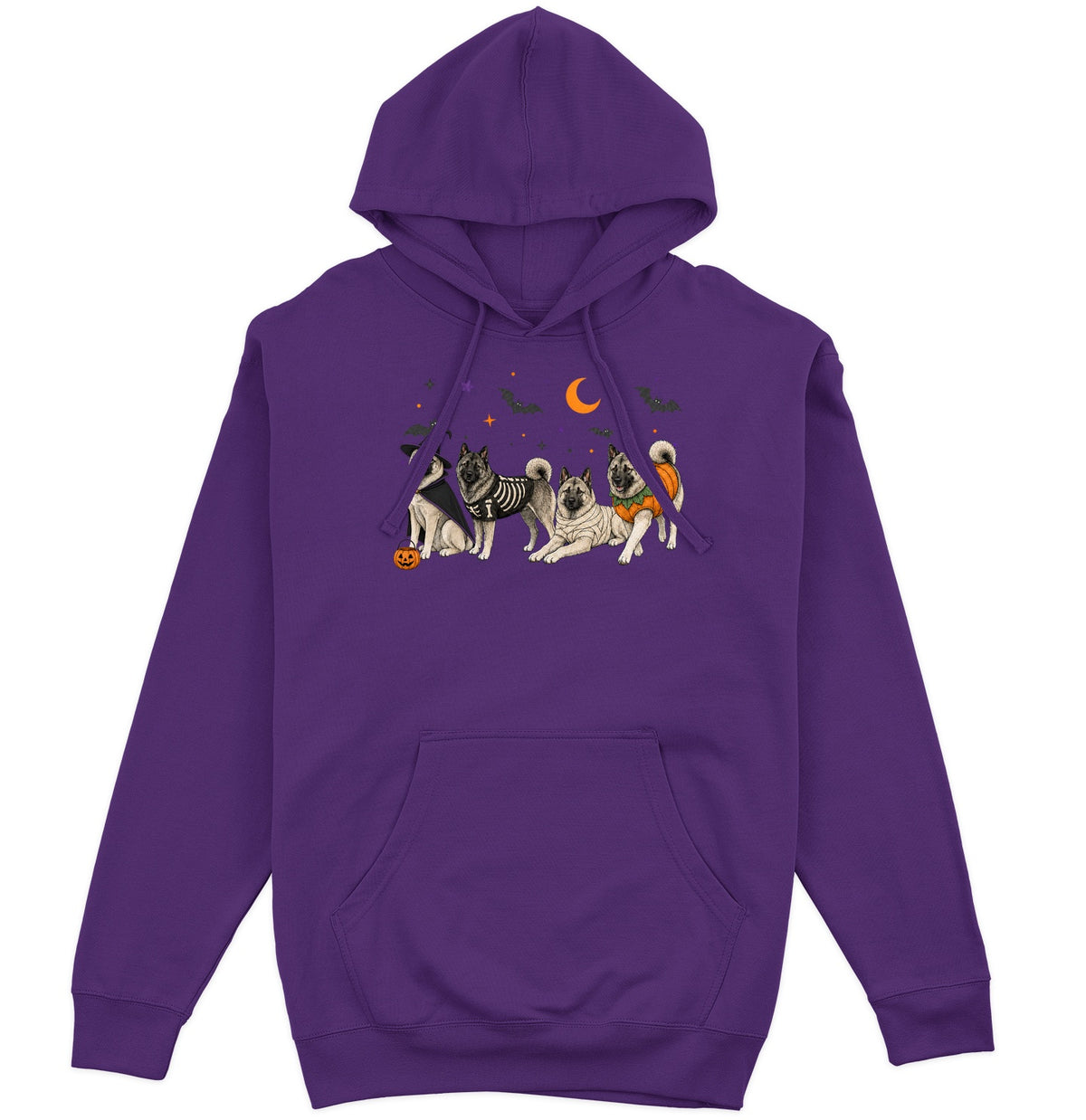 Norwegian Elkhound Halloween Lineup - Adult Unisex Hoodie