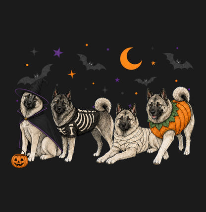 Norwegian Elkhound Halloween Lineup - Adult Unisex T-Shirt