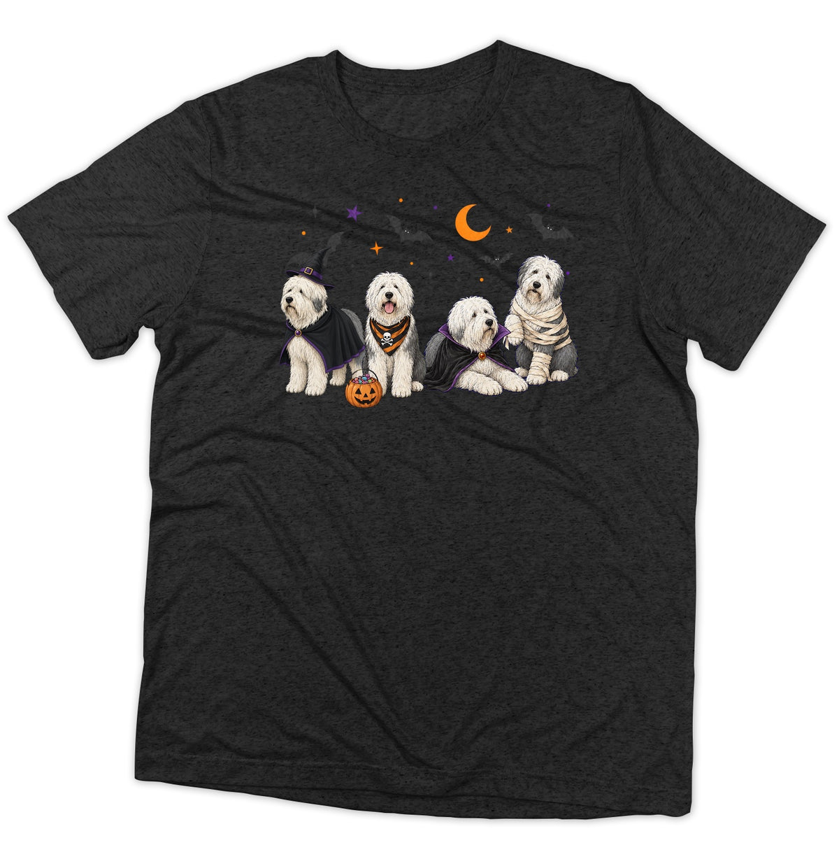 Old English Sheepdog Halloween Lineup - Adult Tri-Blend T-Shirt