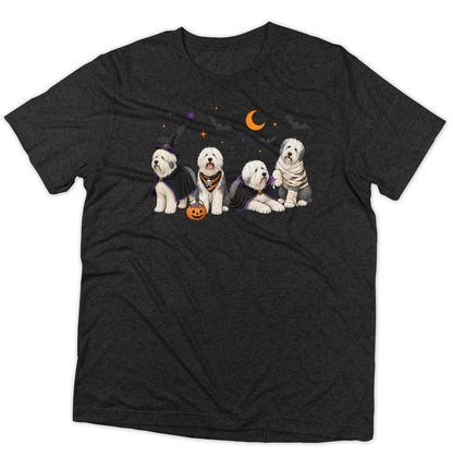 Old English Sheepdog Halloween Lineup - Adult Tri-Blend T-Shirt