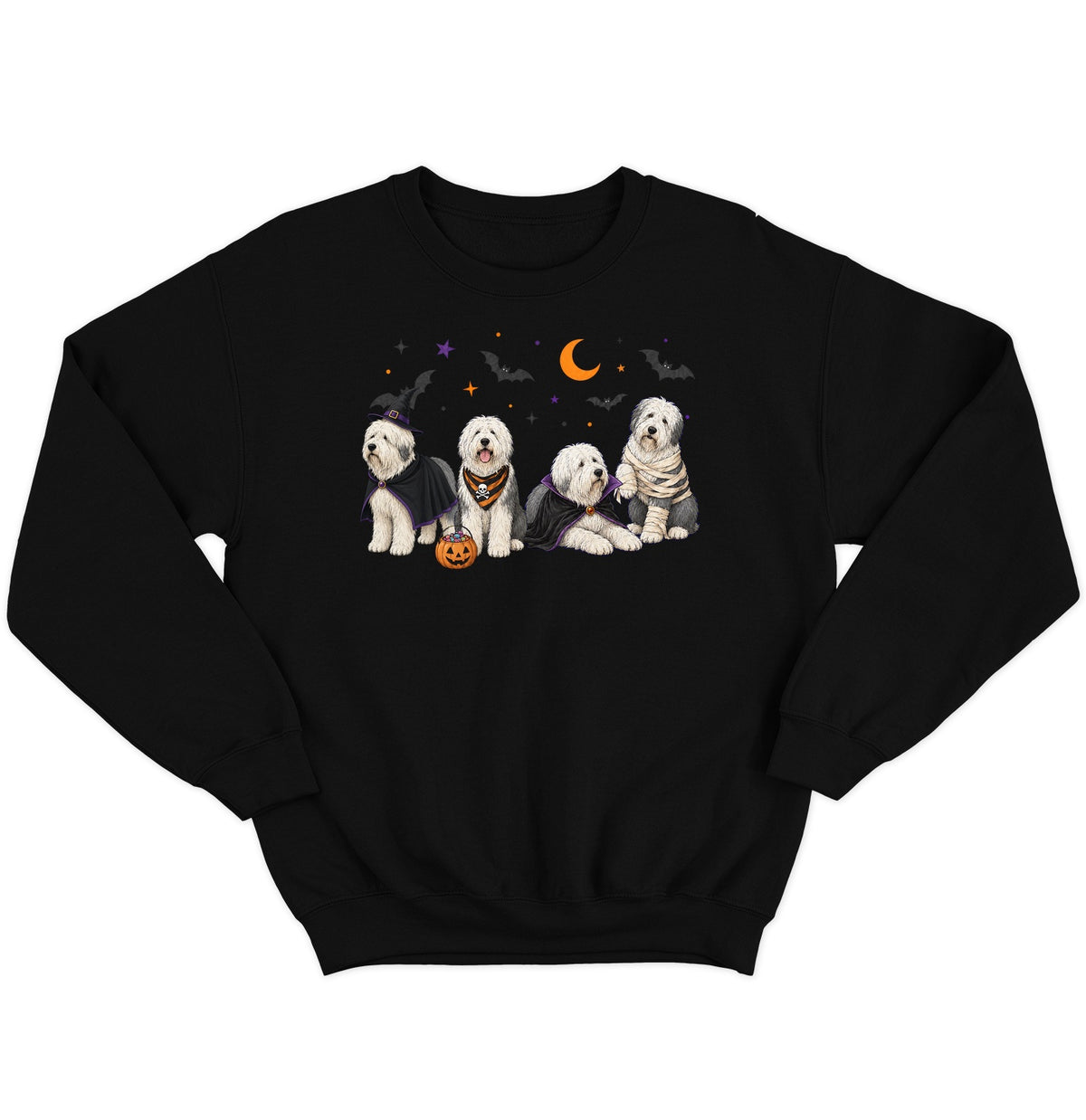 Old English Sheepdog Halloween Lineup - Adult Unisex Crewneck Sweatshirt