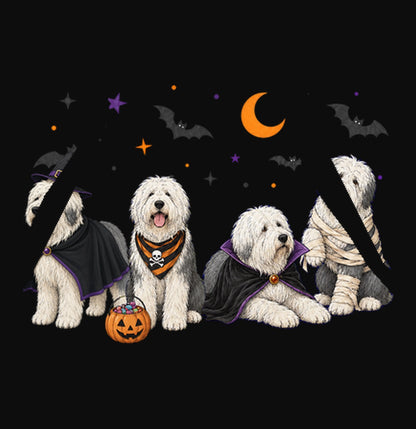 Old English Sheepdog Halloween Lineup - Adult Unisex Hoodie