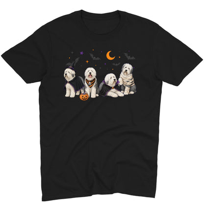 Old English Sheepdog Halloween Lineup - Adult Unisex T-Shirt