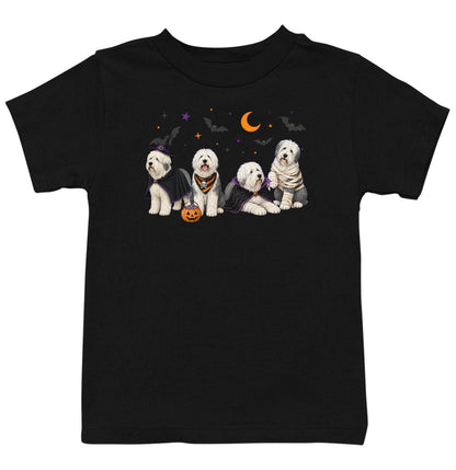Old English Sheepdog Halloween Lineup - Kids Unisex T-Shirt