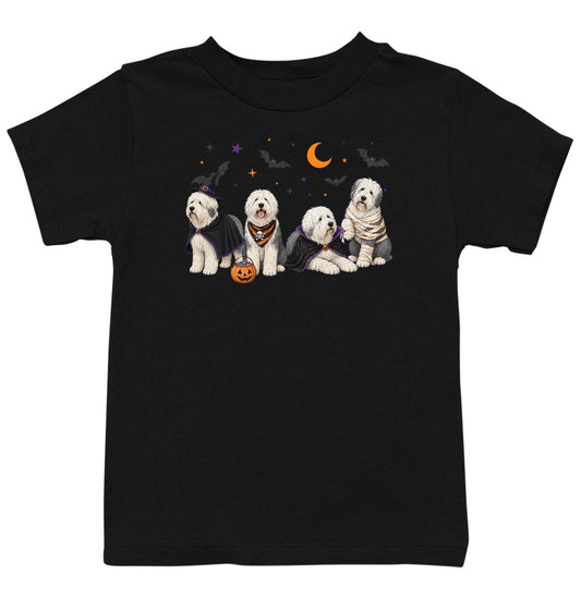 Old English Sheepdog Halloween Lineup - Kids Unisex T-Shirt