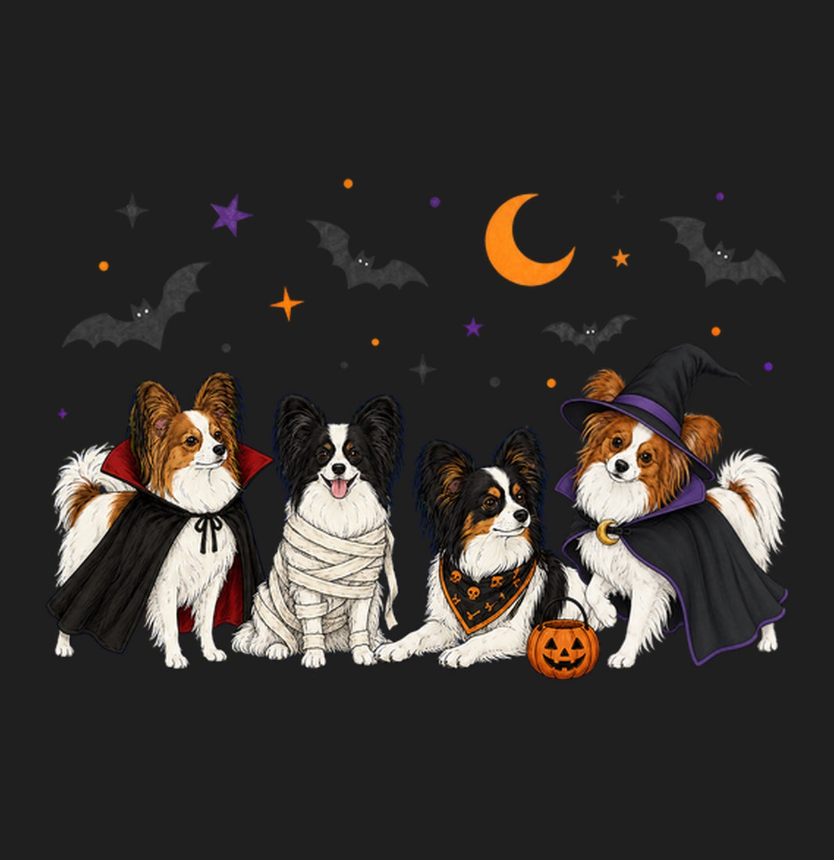 Papillon Halloween Lineup - Adult Tri-Blend T-Shirt