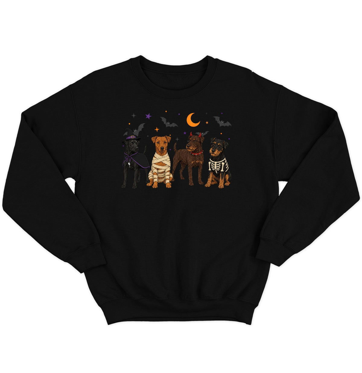 Patterdale Terrier Halloween Lineup - Adult Unisex Crewneck Sweatshirt