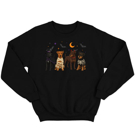 Patterdale Terrier Halloween Lineup - Adult Unisex Crewneck Sweatshirt