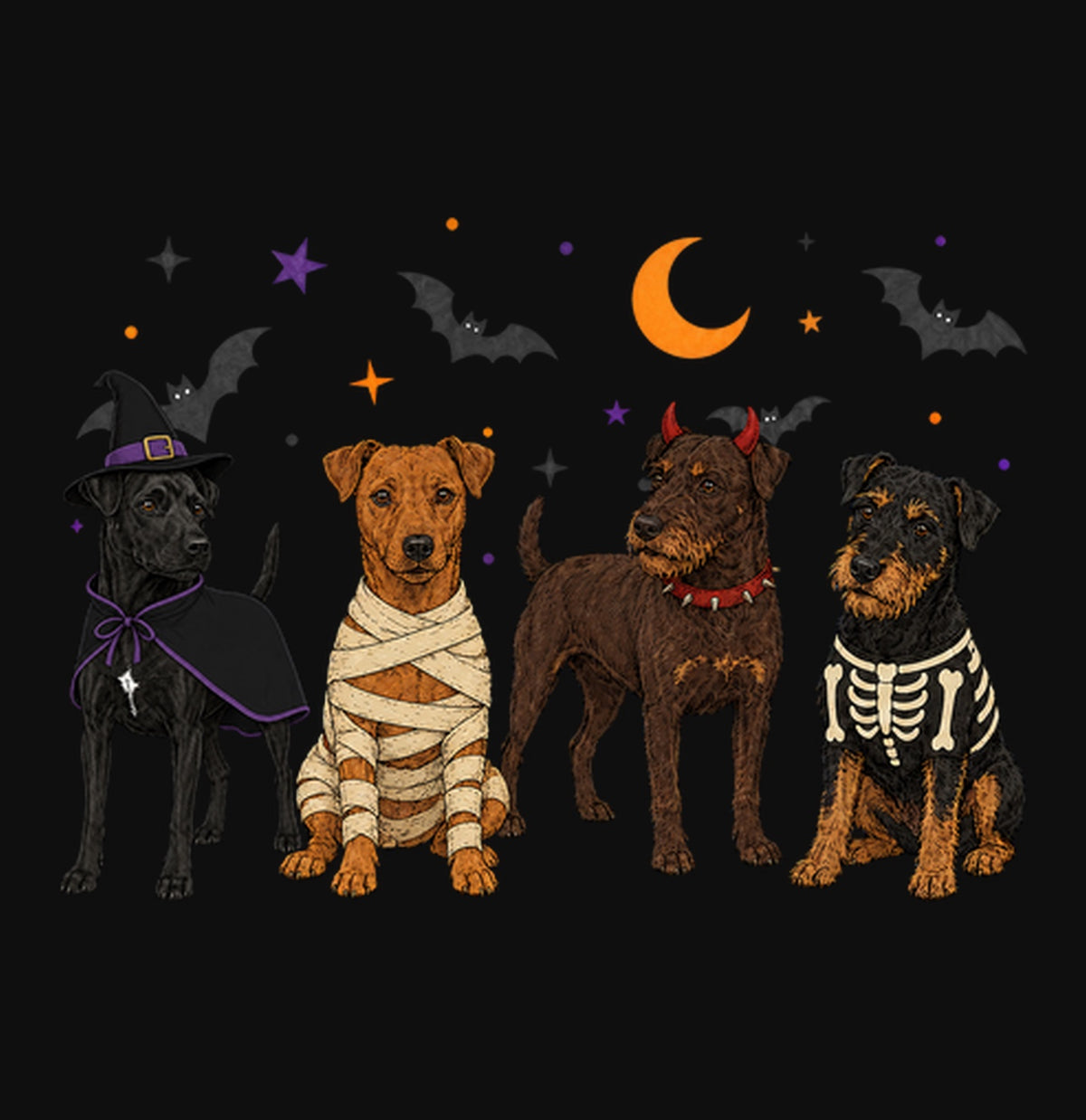 Patterdale Terrier Halloween Lineup - Adult Unisex Crewneck Sweatshirt