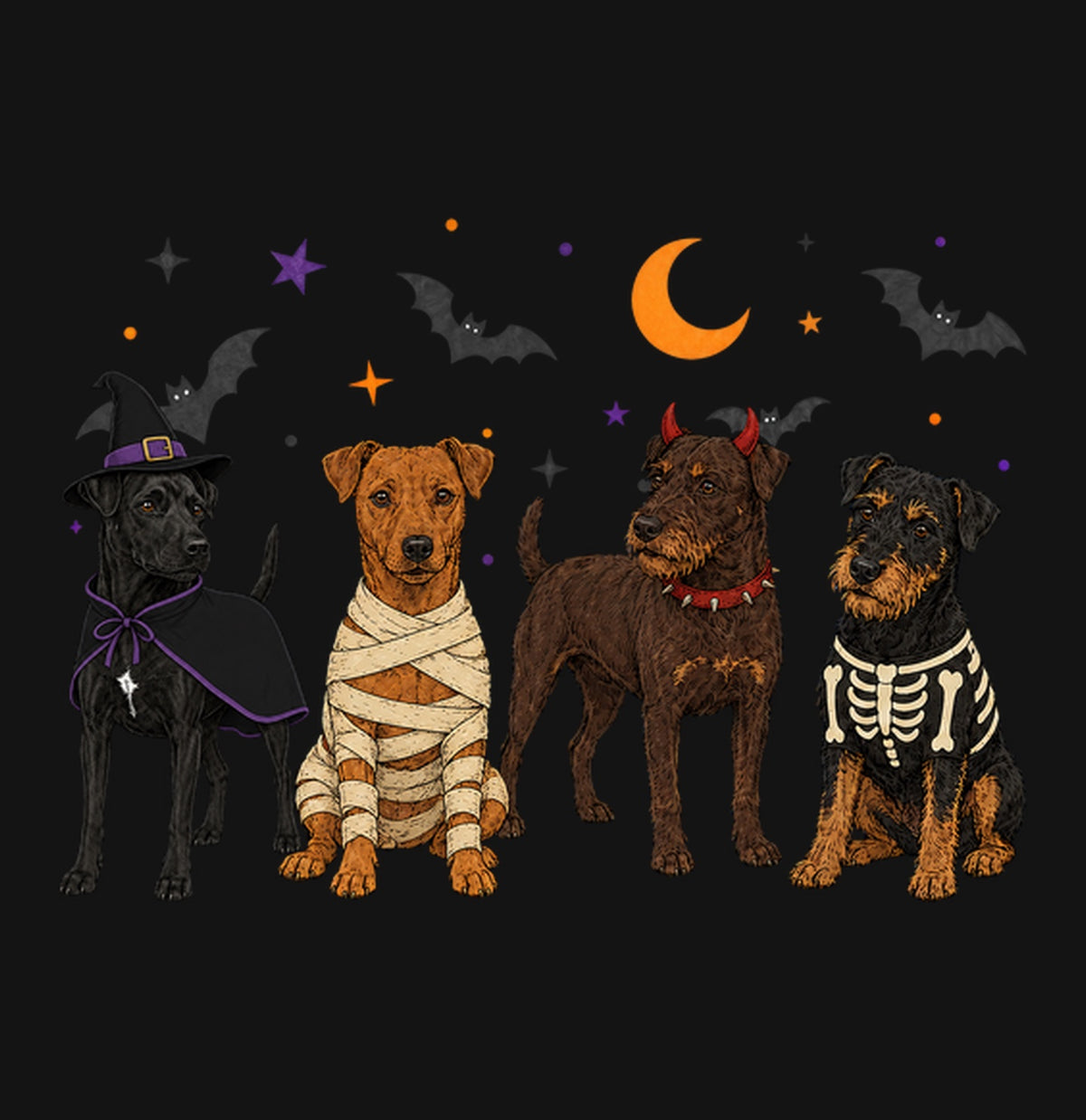 Patterdale Terrier Halloween Lineup - Kids Unisex T-Shirt