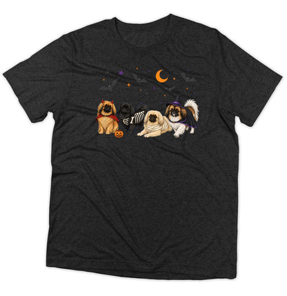 Pekingese Halloween Lineup - Adult Tri-Blend T-Shirt