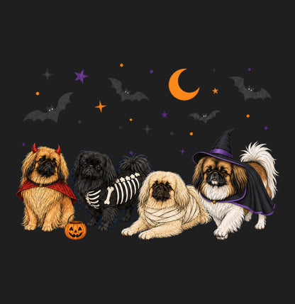 Pekingese Halloween Lineup - Adult Tri-Blend T-Shirt