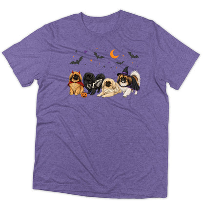 Pekingese Halloween Lineup - Adult Tri-Blend T-Shirt