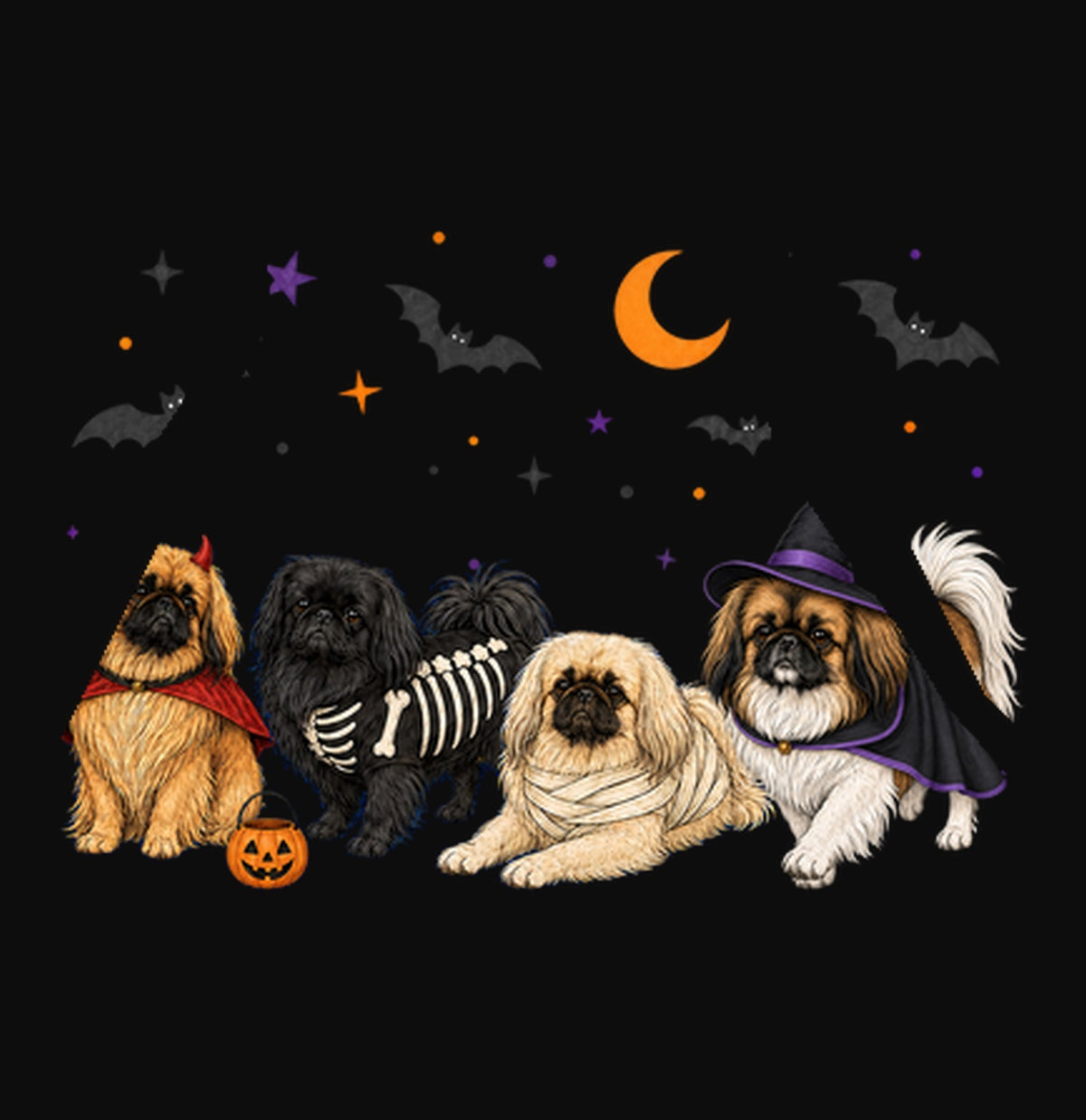 Pekingese Halloween Lineup - Adult Unisex Hoodie