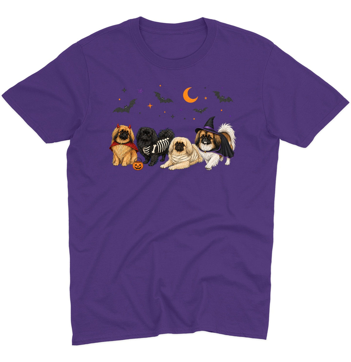 Pekingese Halloween Lineup - Adult Unisex T-Shirt