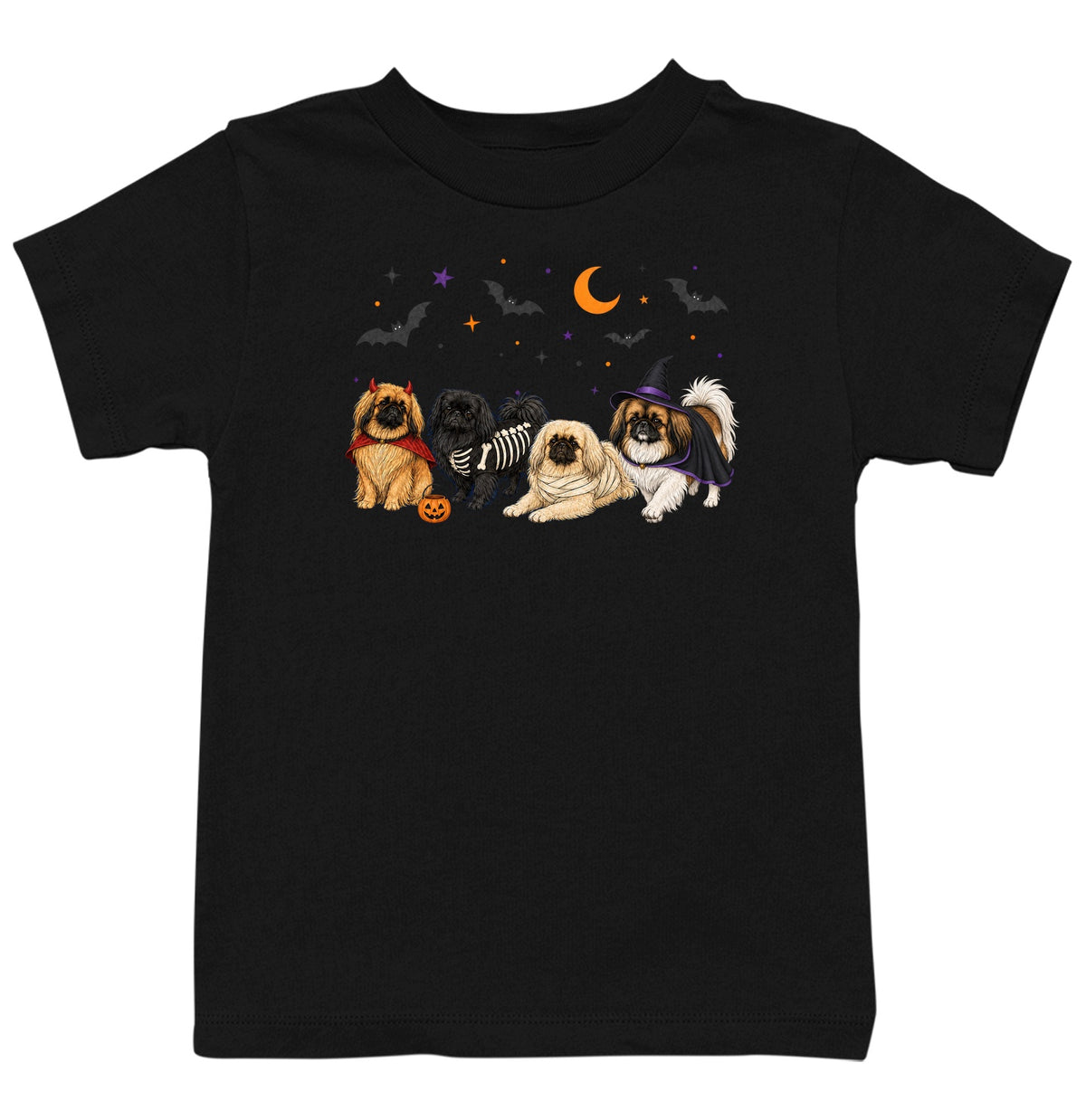 Pekingese Halloween Lineup - Kids Unisex T-Shirt