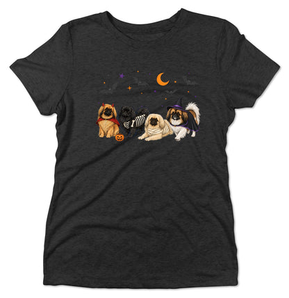 Pekingese Halloween Lineup - Women's Tri-Blend T-Shirt