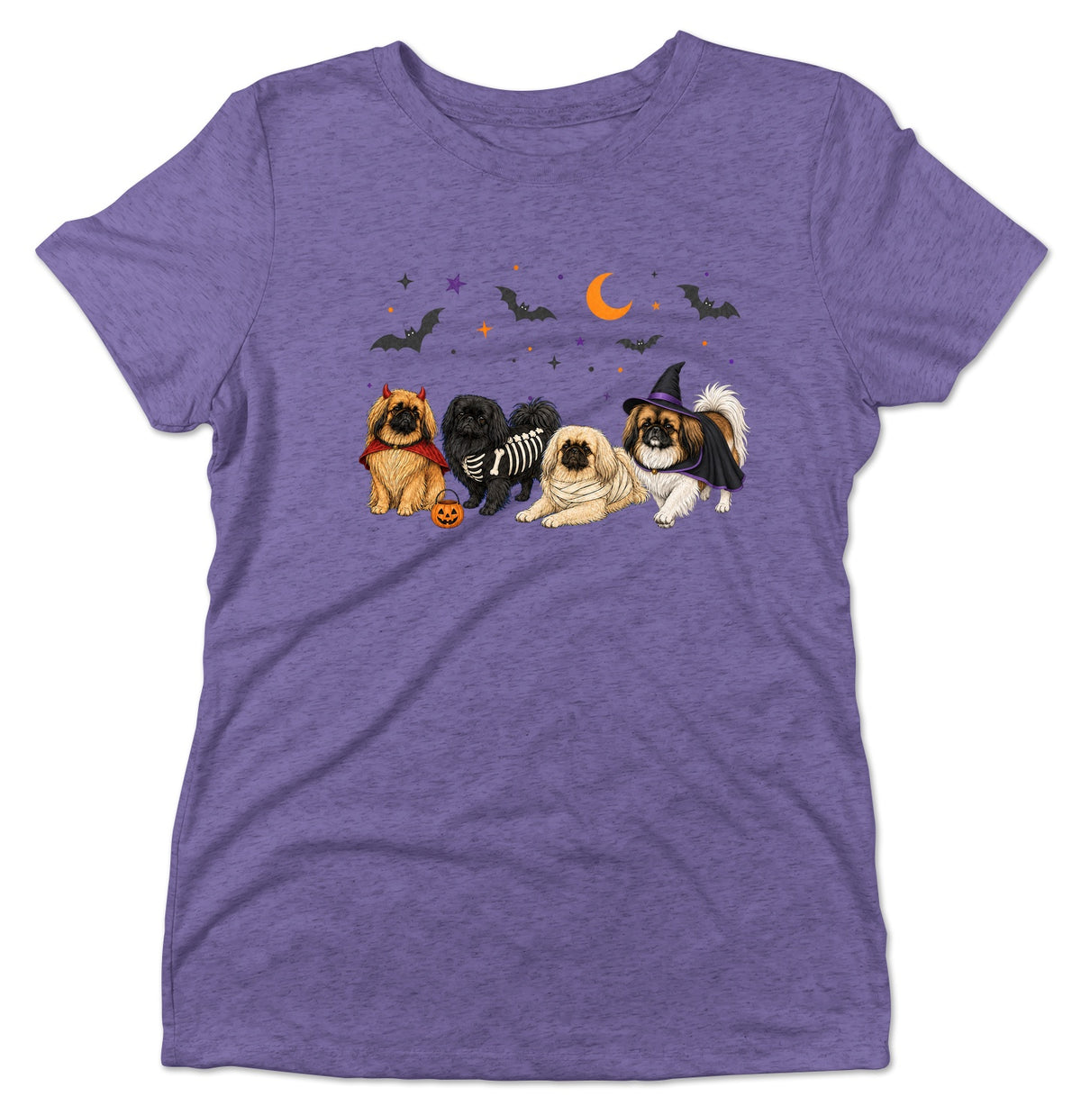 Pekingese Halloween Lineup - Women's Tri-Blend T-Shirt