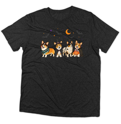 Pembroke Welsh Corgi Halloween Lineup - Adult Tri-Blend T-Shirt