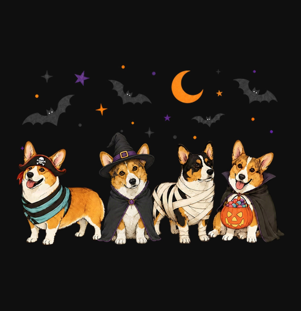 Pembroke Welsh Corgi Halloween Lineup - Adult Unisex Crewneck Sweatshirt