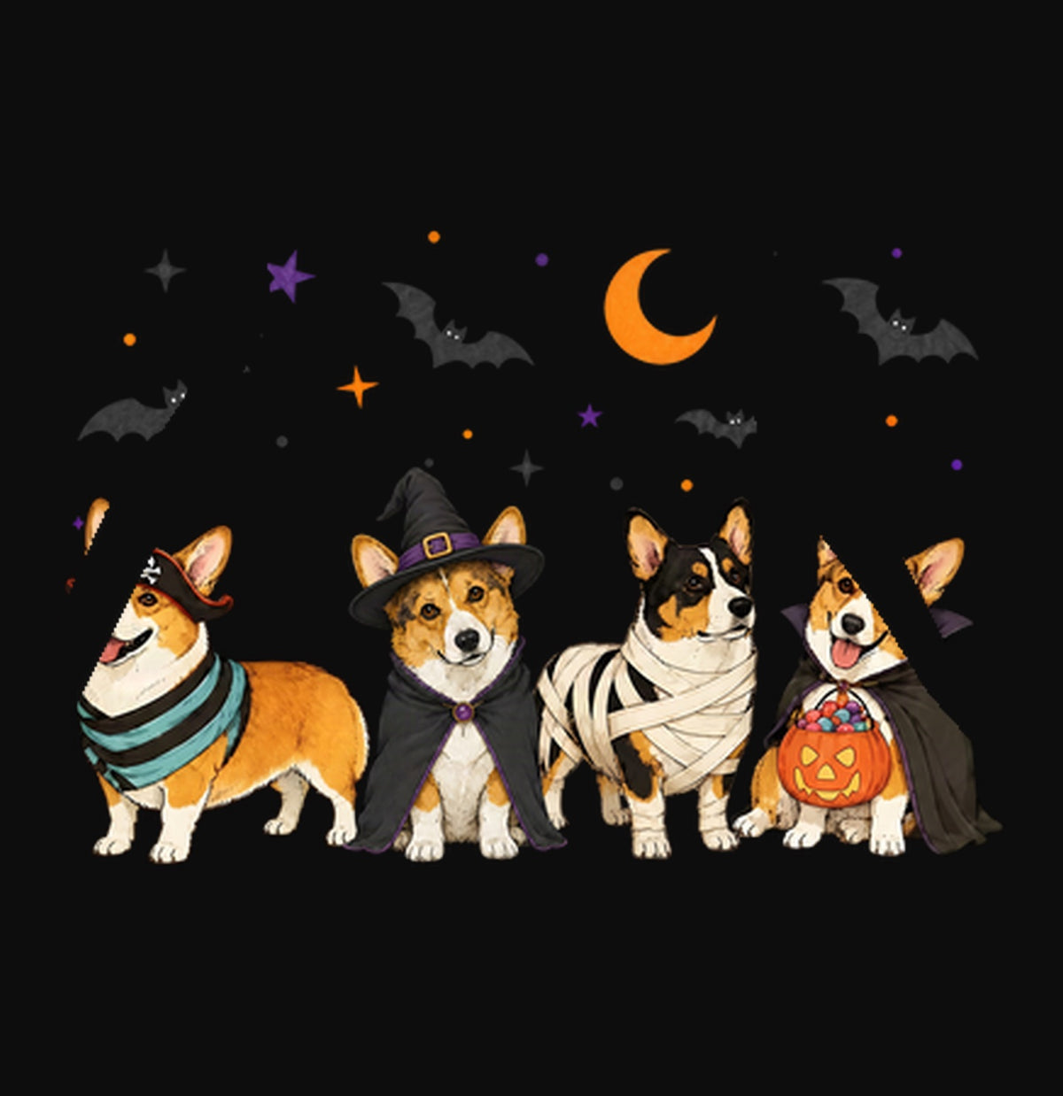 Pembroke Welsh Corgi Halloween Lineup - Adult Unisex Hoodie
