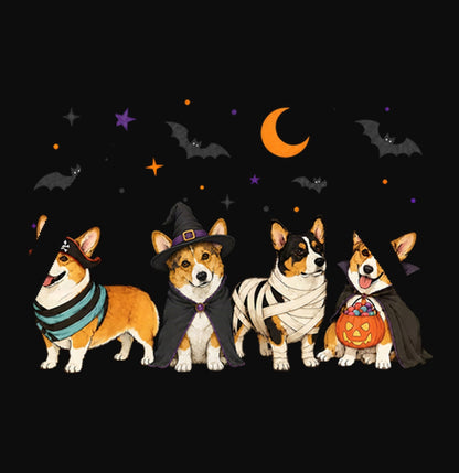 Pembroke Welsh Corgi Halloween Lineup - Adult Unisex Hoodie