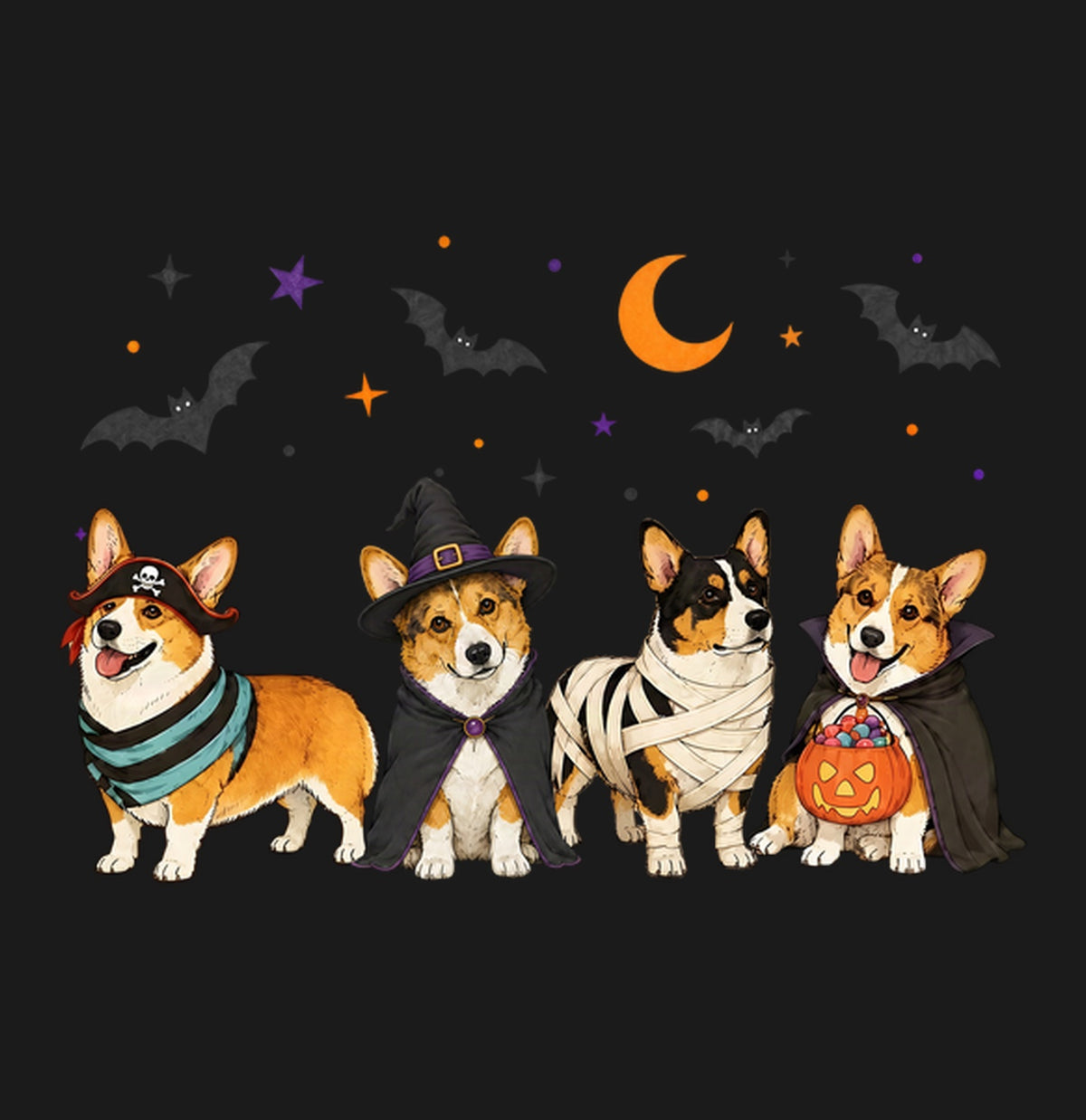 Pembroke Welsh Corgi Halloween Lineup - Adult Unisex T-Shirt