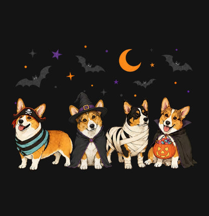 Pembroke Welsh Corgi Halloween Lineup - Kids Unisex T-Shirt