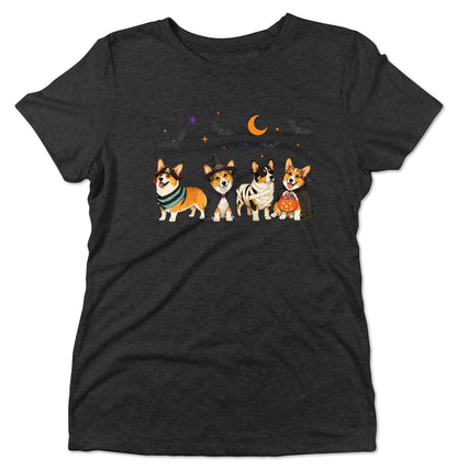 Pembroke Welsh Corgi Halloween Lineup - Women's Tri-Blend T-Shirt