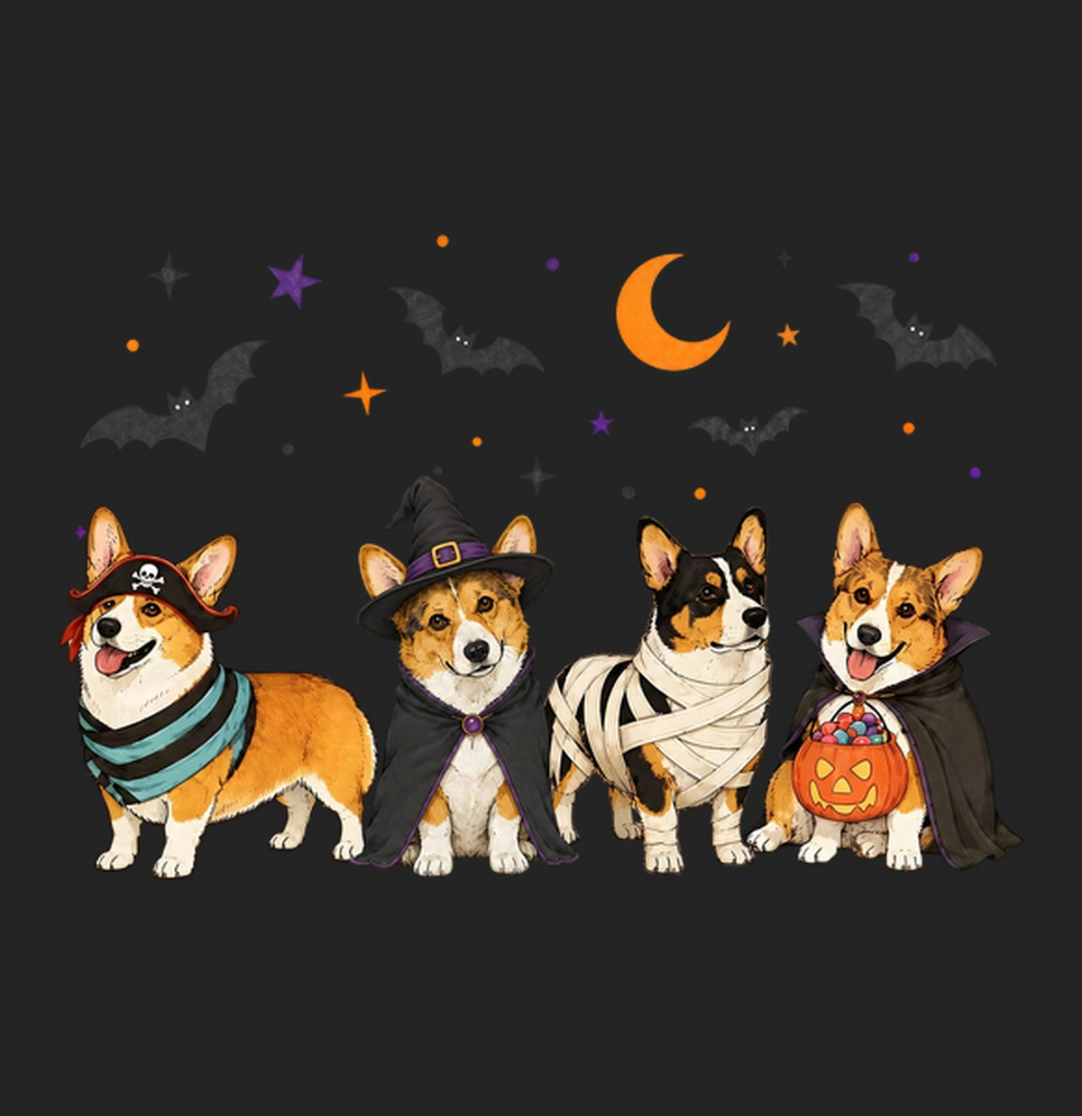 Pembroke Welsh Corgi Halloween Lineup - Women's Tri-Blend T-Shirt