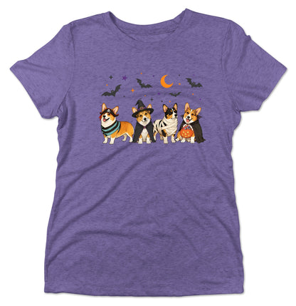 Pembroke Welsh Corgi Halloween Lineup - Women's Tri-Blend T-Shirt