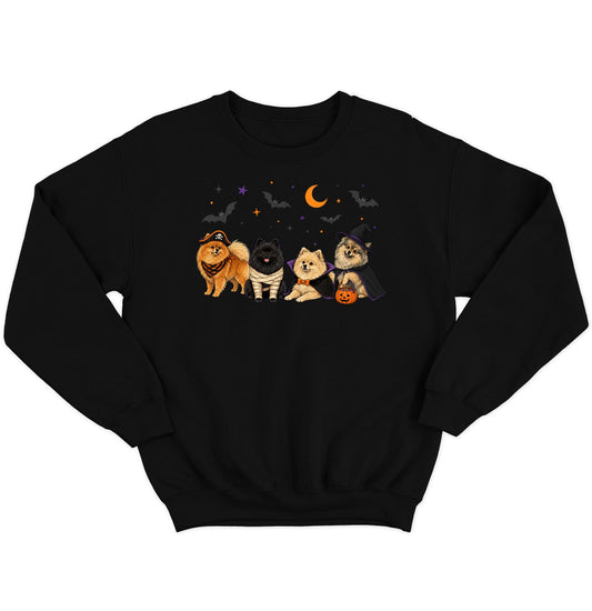 Pomeranian Halloween Lineup - Adult Unisex Crewneck Sweatshirt