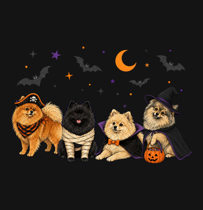Pomeranian Halloween Lineup - Kids Unisex T-Shirt