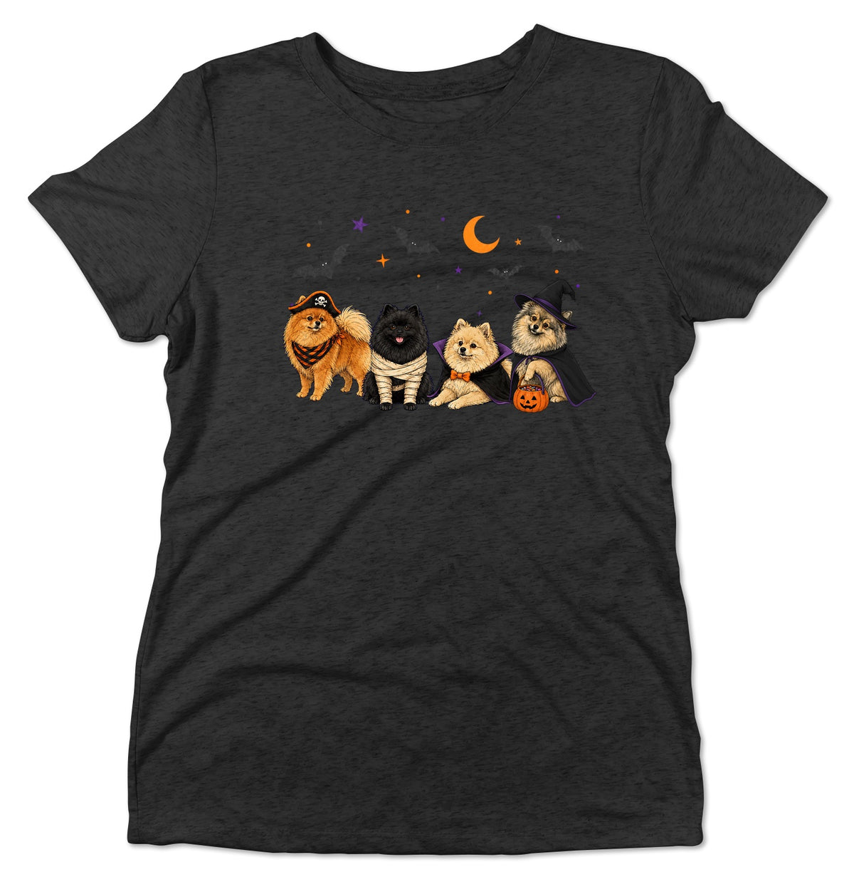 Pomeranian Halloween Lineup - Women's Tri-Blend T-Shirt