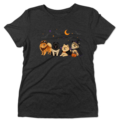 Pomeranian Halloween Lineup - Women's Tri-Blend T-Shirt