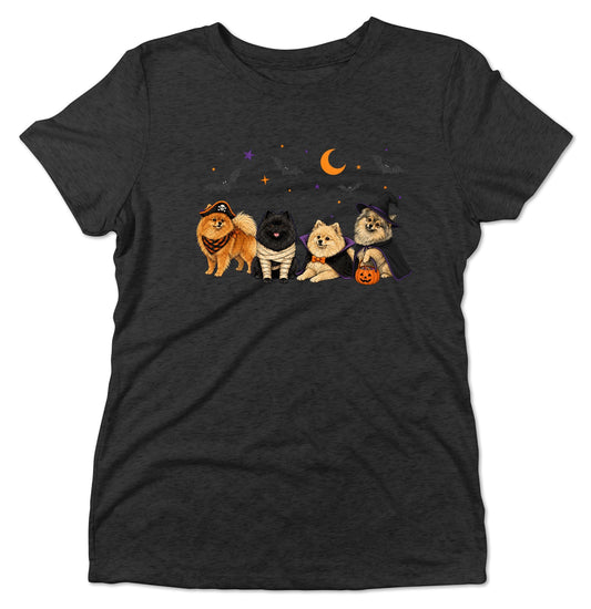 Pomeranian Halloween Lineup - Women's Tri-Blend T-Shirt