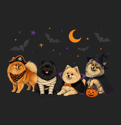 Pomeranian Halloween Lineup - Women's Tri-Blend T-Shirt