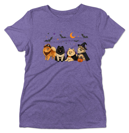 Pomeranian Halloween Lineup - Women's Tri-Blend T-Shirt