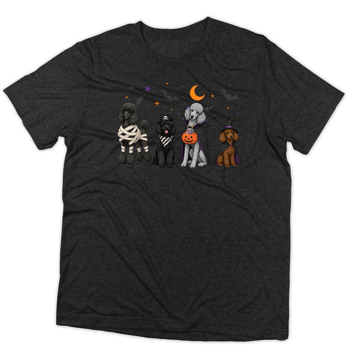 Poodle Halloween Lineup - Adult Tri-Blend T-Shirt