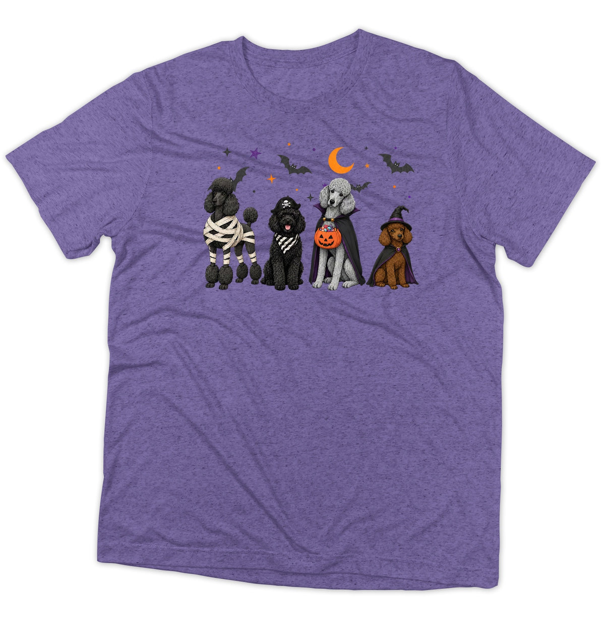 Poodle Halloween Lineup - Adult Tri-Blend T-Shirt