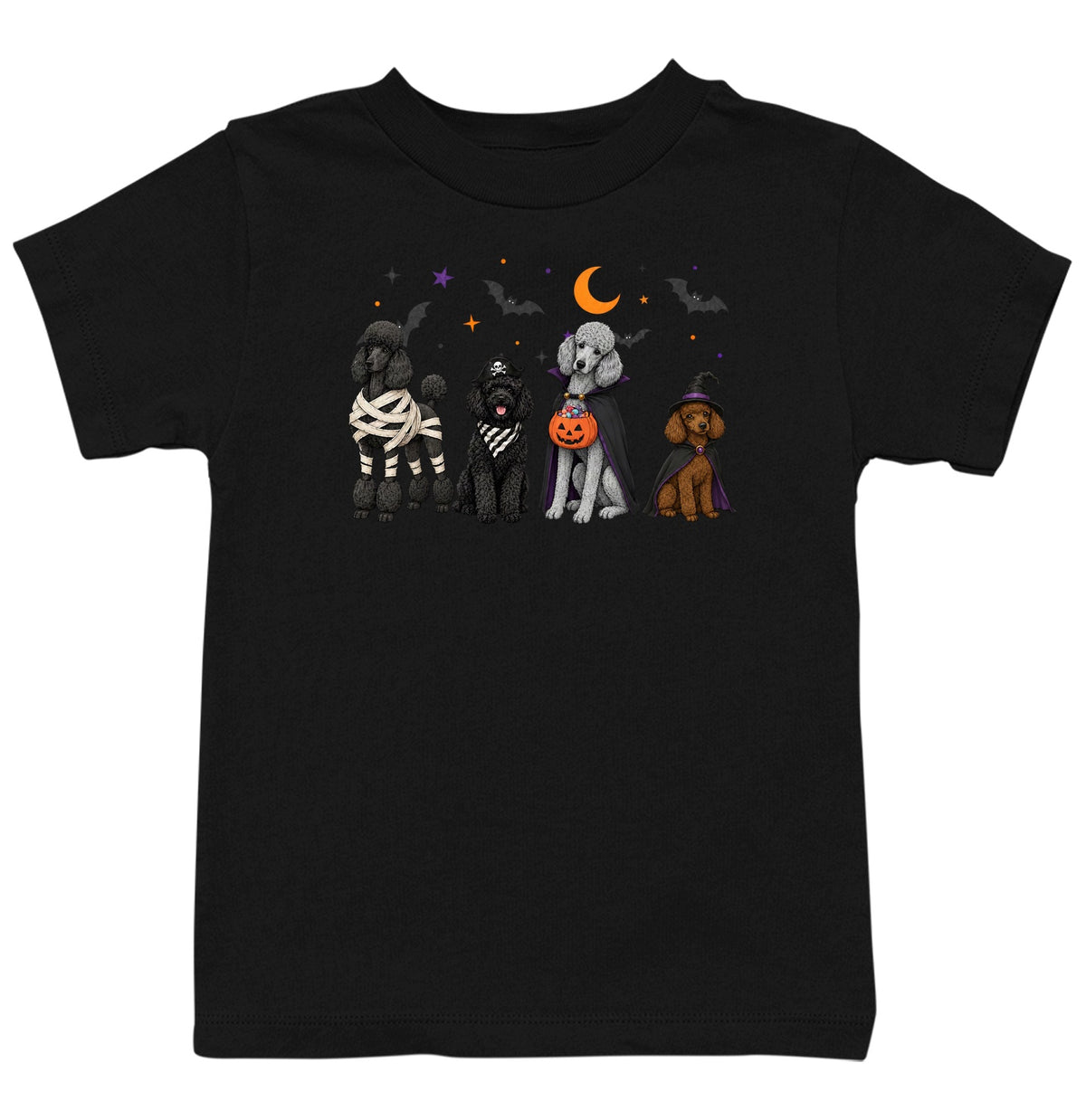 Poodle Halloween Lineup - Kids Unisex T-Shirt