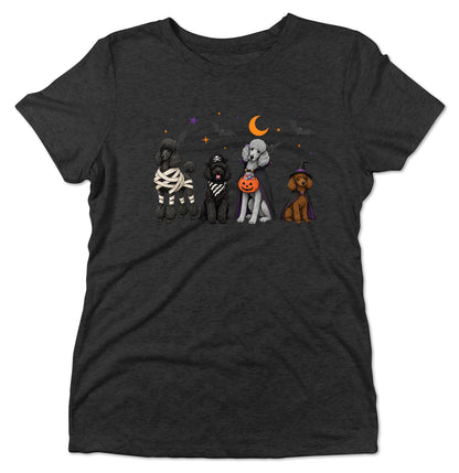 Poodle Halloween Lineup - Women's Tri-Blend T-Shirt