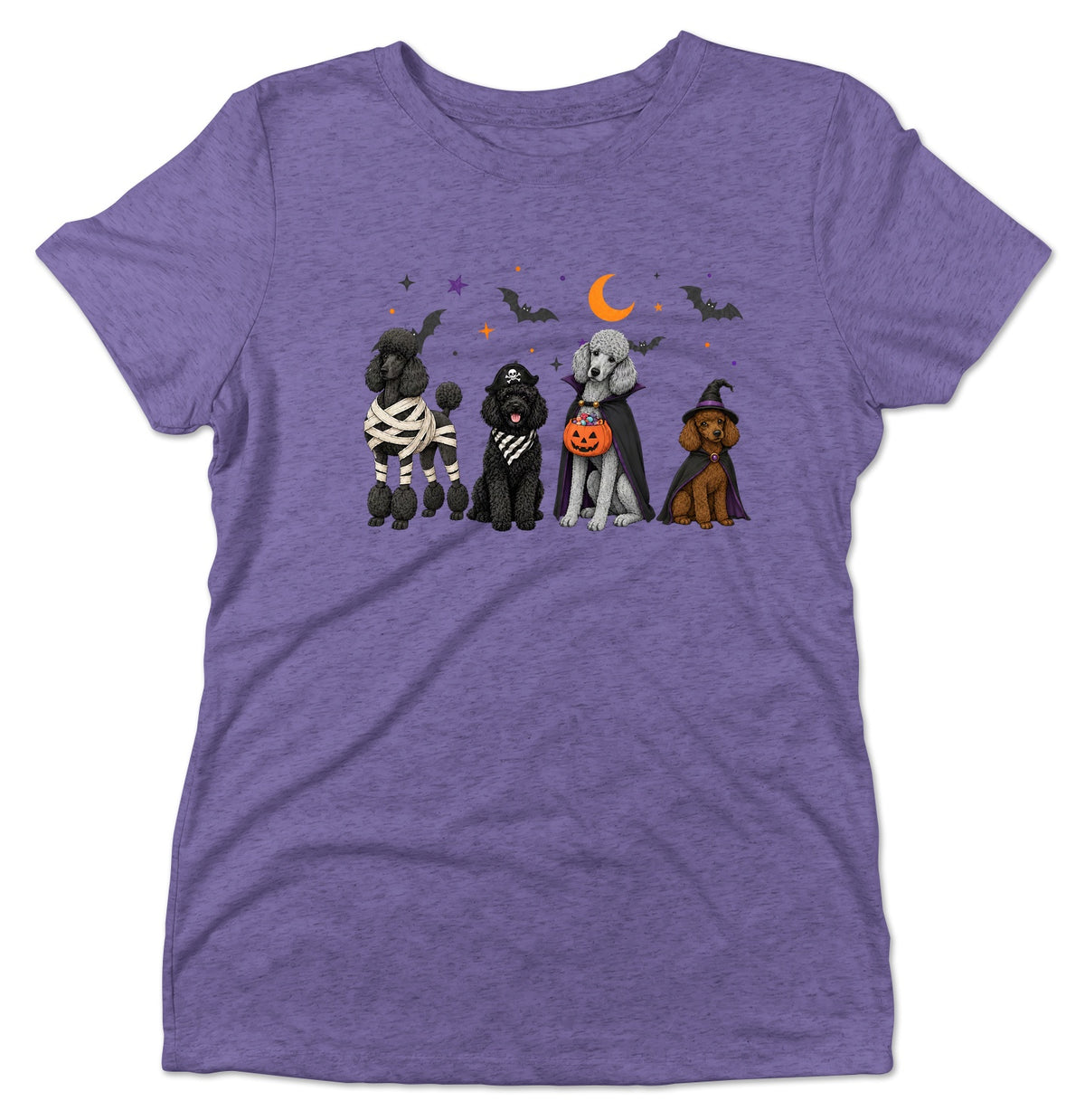 Poodle Halloween Lineup - Women's Tri-Blend T-Shirt